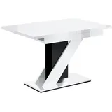 altdecor Esstisch ausziehbar, ideal als Küchentisch, Esszimmertisch oder Wohnzimmertisch, solide Konstruktion aus Möbelplatte, - Eva - 120-160x80x... - Weiß/Schwarz