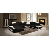 JVmoebel Ecksofa U Form Sofa Couch Polster Wohnlandschaft Design Luxus Ecksofa Leder schwarz