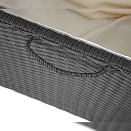 Mendler Poly-Rattan Kissenbox HWC-D88, Gartentruhe Auflagenbox Truhe ~ Premium schwarz, 51x100x50cm 170l