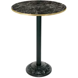 Restootab Stehtisch Bistrot-Stil Ø70cm - Modell Marmor Glänzend mit messingfarbenen Kanten