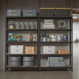 Songmics Schwerlastregal Stahl/MDF 120 x 60 x 200 cm schwarz 5 Fachböden je 175 kg