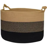 HMF Aufbewahrungskorb mit Glücksknoten-Griffen großer Korb aus Baumwolle 50 x 33 cm Schwarz-Honig
