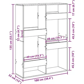 vidaXL Raumteiler 100 x 33 x 135 cm Braun
