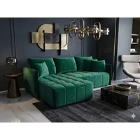 CORNERO Ecksofa mit Schlaffunktion und Bettkasten CHICAGO L-Form Couch mit Stauraum Ecksofa in L-Form Wohnlandschaft Grün Ottomane links - Grün