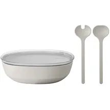 Mepal SILUETA Servierschale mit Deckel & Salatbesteck 4000 ml Nordic White