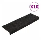 vidaXL Treppenmatten 10 Stk. Schwarz 65x21x4 cm Nadelvlies