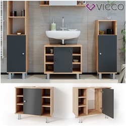 VICCO Waschbeckenunterschrank FYNN Eiche Anthrazit Badschrank Unterschrank