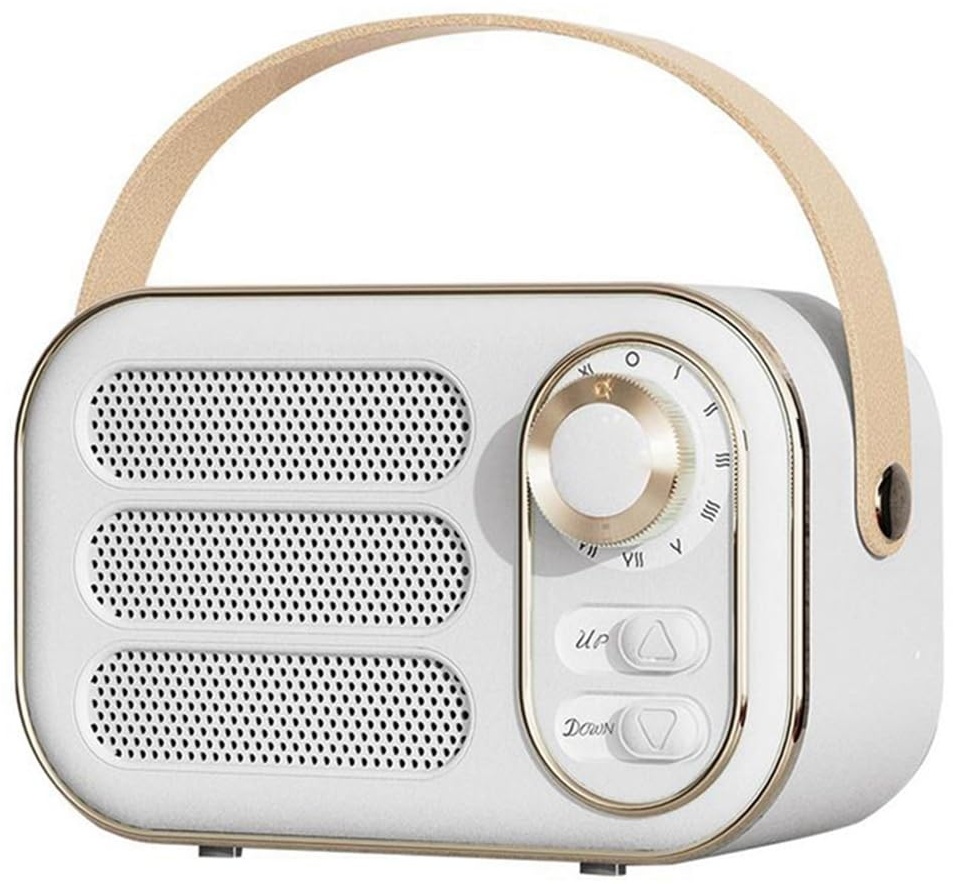 Lukasz Retro Speaker 360 Stereo Effect Bluetooth Mini Speaker Vintage Radio Home Decor Sound Box für Outdoor Weiß