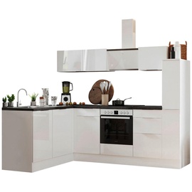 Respekta Küche »Elisabeth«, mit Geräten 175x250 cm Weiß/Granit Optik