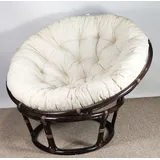 Rattan Papasan Sessel inkl. hochwertigen Polster, D 115 cm, Fb. Darkbrown, Polster Mirha Uni Living beige - Dunkelbraun/Beige