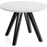 ESSTISCH Ravero runder ausziehbarer, Weiß 100-140/100/77 cm