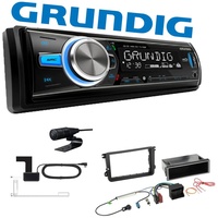 Grundig GX-32AB 1-DIN Digital Autoradio DAB+ Bluetooth USB AUX mit Einbauset für Skoda Superb II schwarz