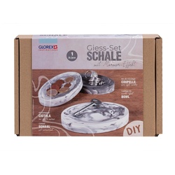Glorex Kreativset Bastelset Schmuckschale, (4-tlg), Mamor-Effekt 12 cm x 8,5 cm x 1,5 cm weiß