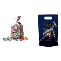 Lindt LINDOR Mischung - mit LINDOR Salted Caramel und 10 weiteren unendlich zartschmelzenden Sorten, 1.371 kg & LINDOR Beutel Dunkle Mischung, Dunkle Schokolade, Großpackung (ca. 80 Kugeln), 1 kg