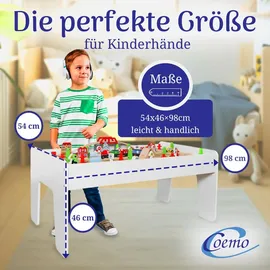 Coemo Spieltisch mit 90-tlg. Holzeisenbahn Weiß