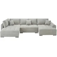 Sofa.de Wohnlandschaft mit Schlaffunktion ¦ grau ¦ Maße (cm): B: 356 H: 85 T: 218