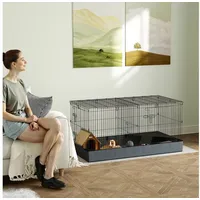 PawHut Kleintierkäfig mit Rampe 61 x 61 x 61 cm schwarz