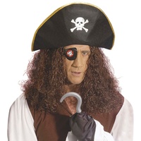Piraten Kostüm Set Augenklappe Enterhaken Hut Pirat Seeräuber Captain Hook