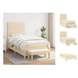 vidaXL Boxspringbett mit Matratze Creme 80x200 cm Stoff