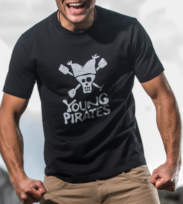 Young Pirates Herren Vintage Skull T-Shirt, L - black