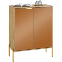 SoBuy Schuhschrank, Gold Metall, Glas, Holzwerkstoff, 83x100x38 cm, Garderobe,