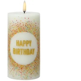uYuni LED Kerze HAPPY BIRTHDAY 15 cm weiß
