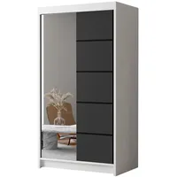 Silape Sofnet Schwebetürenschrank Weiß, Schwarz, Holzwerkstoff, Rechteckig, 100x200x58 cm