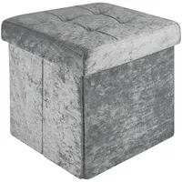 Intirilife Faltbarer Sitzhocker Samt 30 x 30 x 30 cm Grau