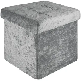 Intirilife Faltbarer Sitzhocker Samt 30 x 30 x 30 cm Grau