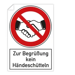3 Stück Aufkleber - Zur Begrüßung kein Händeschütteln (200x300 mm)