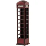 Woodkings Regalschrank Telefonzelle | 40x173 cm Metall Rot | Hochschrank mit Stauraum für Flur Wohnzimmer Küche | rustikaler Vintage-Look