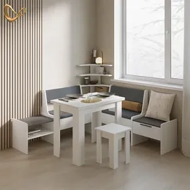livinity® Eckbankgruppe, Weiß, 120 x 120 cm Ohne Tisch