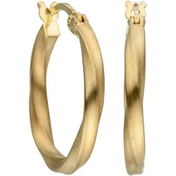 Paar Creolen JOBO "Ohrringe gedreht", gold (goldfarben), Ohrringe, Damen, Silber 925 (Sterlingsilber), 925 Silber vergoldet
