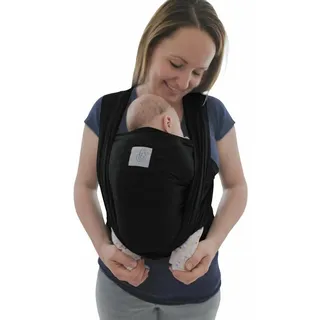 M.M.C. Babytragetuch mit Vordertasche inkl. Baby Wrap Carrier Tasche und Anleitung - langes elastisches Tragetuch für Früh- und Neugeborene Kleinkinder (Schwarz)