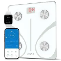 RENPHO Körperfettwaage Bluetooth Digital Personenwaagen Körperanalysewaage mit App Smart Waage für Körperfett, BMI, Muskelmasse, Protein, BMR, Weiß, 11 Zoll/280 mm