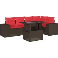 vidaXL Gartensofa-Set mit Kissen, braun, Polyrattan