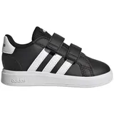 Adidas Grand Court Lifestyle Hook and Loop Sneaker, Core Black/FTWR White/Core Black, 21