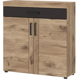 Die Möbelfundgrube Schuhkommode 93 x 100 x 38 cm Grau / Viking Eiche Dekor