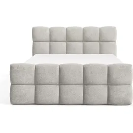 Fun Möbel Boxspringbett Schlafzimmerbett SATINE PREMIUM 180x220cm Stoff Coral Dunkelbeige