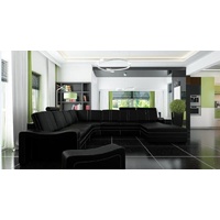 JVmoebel Ecksofa, XXL LEDERSOFA LEDERCOUCH LEDERECKSOFA WOHNLANDSCHAFT ECKSOFA NEU SOFA schwarz