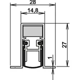ATHMER Athmer, Türdichtung, Schall-Ex DUO L-15/28 OS 1-404 2-seitig Länge 958 mm Aluminium silberfarben eloxiert...