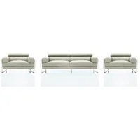 Sofagarnitur 3/2/1 Turin Polstergarnitur Leder Couchgarnitur UVP*7.290 hellgrau