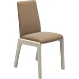 Polsterstuhl STRESSLESS "Laurel", braun (almond paloma, eiche gekalkt), B:57cm H:92cm T:59cm, Leder PALOMA: PALOMA ist ein durchgefärbtes Semianilin-Möbelleder mit natürlicher Narbung., Stühle, Polsterstuhl, Low Back, Größe M, mit abgerundeten Beinen in Eiche gekalkt