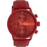 Oozoo Herrenuhr C11226 Rot-Orangerot Lederband 45 mm - rot