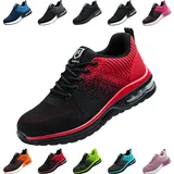 Nasogetch Sicherheitsschuhe Damen Herren Stahlkappenschuhe Arbeitsschuhe Sportlich Atmungsaktiv Rot EU 46 - 46 EU