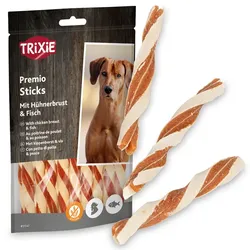 Trixie PREMIO Fish Chicken Sticks, Hundeleckerli mit Hühnerbrust und Fisch, 80g