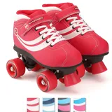 Osprey Disco Quad Rollschuhe für Erwachsene und Kinder, Retro Rollschuhe mit ABEC 7 Kugellager, UK Adult 4/EU 37, Rot