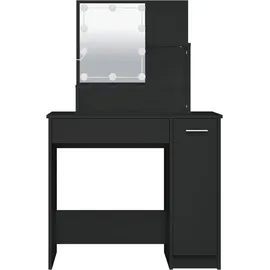 vidaXL Schminktisch mit LED Schwarz 86,5x35x136 cm