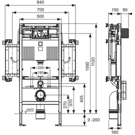 TECE TECEprofil WC-Gerontomodul mit Uni-Spülkasten, Keramikbefestigung für 48cm, Bauhöhe 1120 mm