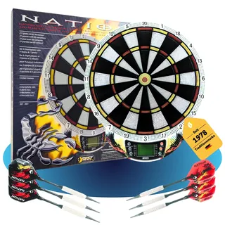 Best Sporting Dartscheibe elektronisch Nation I elektronische Dartscheibe mit LCD-Anzeige I E-Dartscheibe mit 6 Dartpfeilen & Ersatzspitzen I hochwertiger Dartautomat I Dart für 8 Spieler